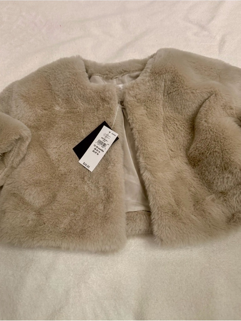 GAP BABY Faux Fur Jacket in Taupe Beige
